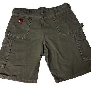 Wrangler Riggs Workwear Mens 40 Olive Green Ripstop Cargo Shorts Utility Outdoor